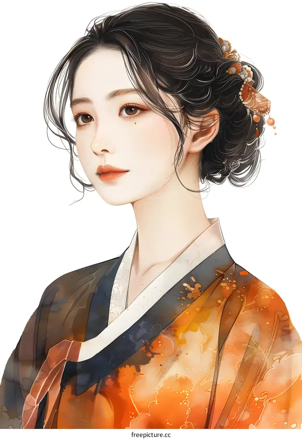 A beautiful Korean woman in traditional dress