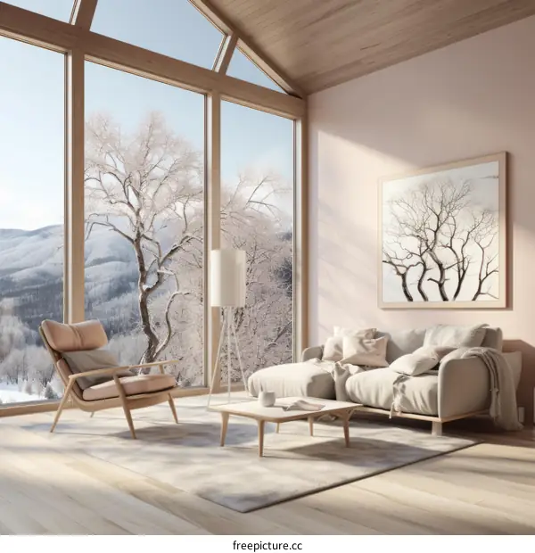 Modern Minimalist Living Room With Large Windows