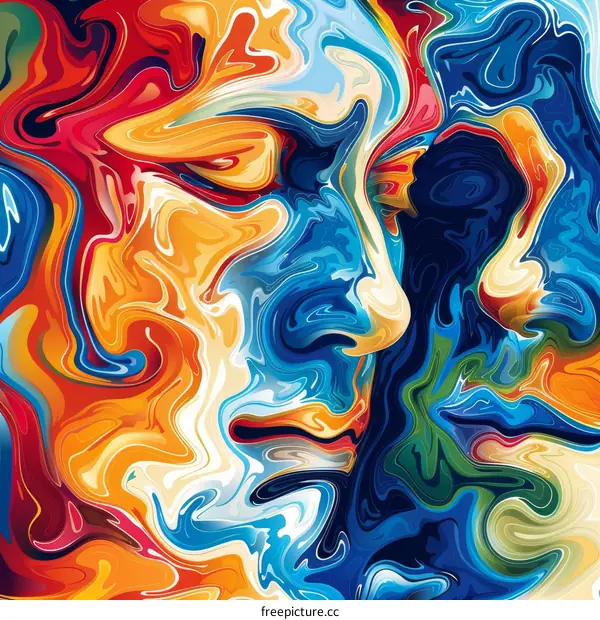 Colorful Abstract Faces Fusion