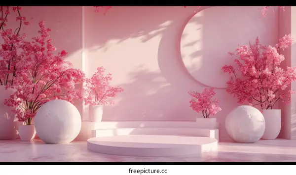 Pink Cherry Blossom Display Background