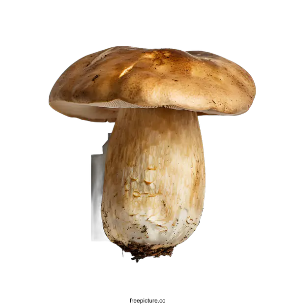 [Transparent Background PNG]Fresh Single Brown Mushroom On White Background