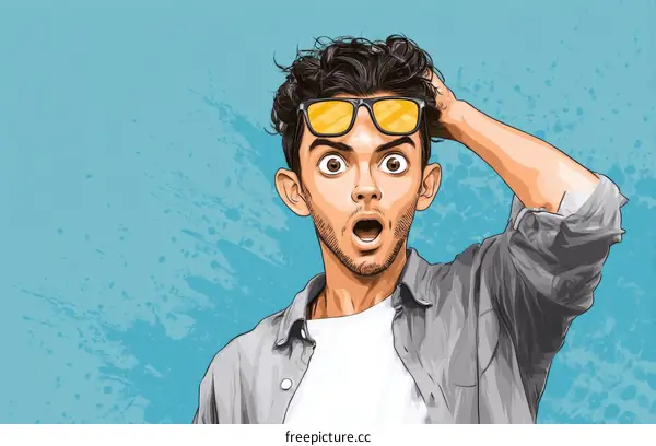 Surprised Man with Sunglasses Illustration