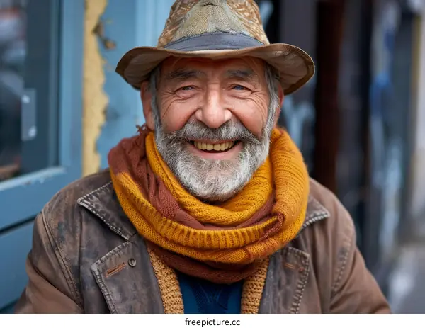 Smiling Elderly Man Outdoors