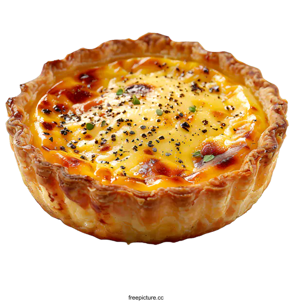[Transparent Background PNG]Close-up of a delicious-looking baked cheese tart with a crispy crust