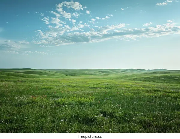 Green Hills under Blue Sky