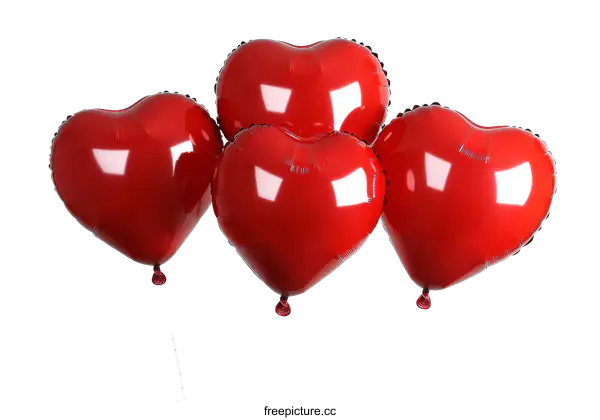 [Transparent Background PNG]Three Red Heart Balloons Against White Background
