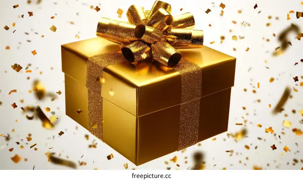 Golden Gift Box with Festive Confetti