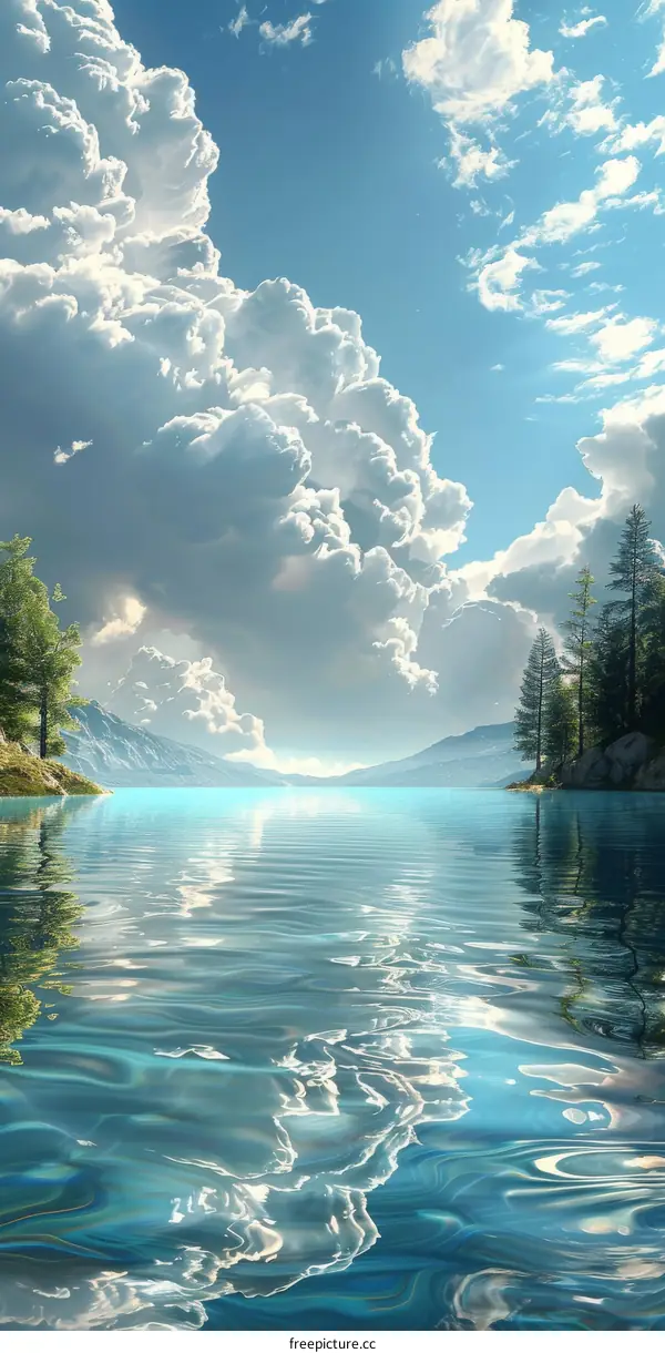Serene Lake Scenery Under Majestic Clouds