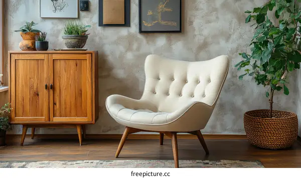 Cozy Living Room with Mid-Century Modern Furniture