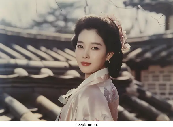 A beautiful Korean woman in traditional dress