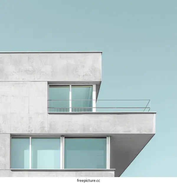 Modern Building Facade with Balcony and Windows