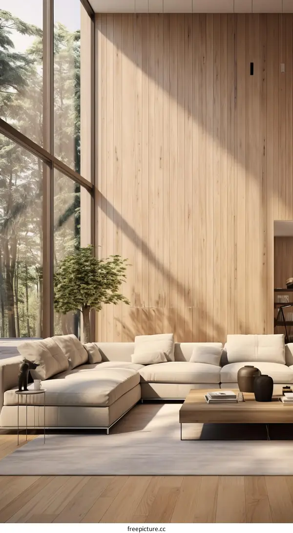 Bright and Airy Living Room With Natural Wood Accents