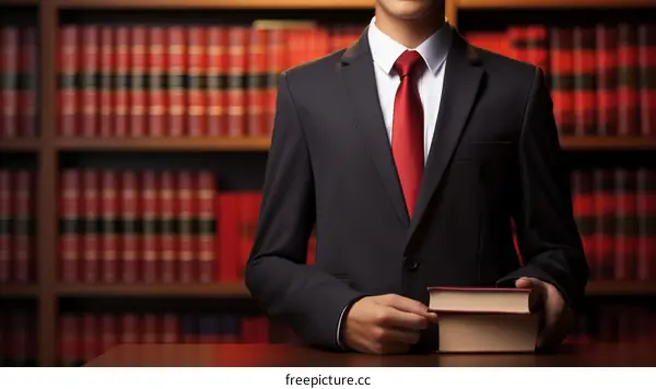 Law student or lawyer in a law library