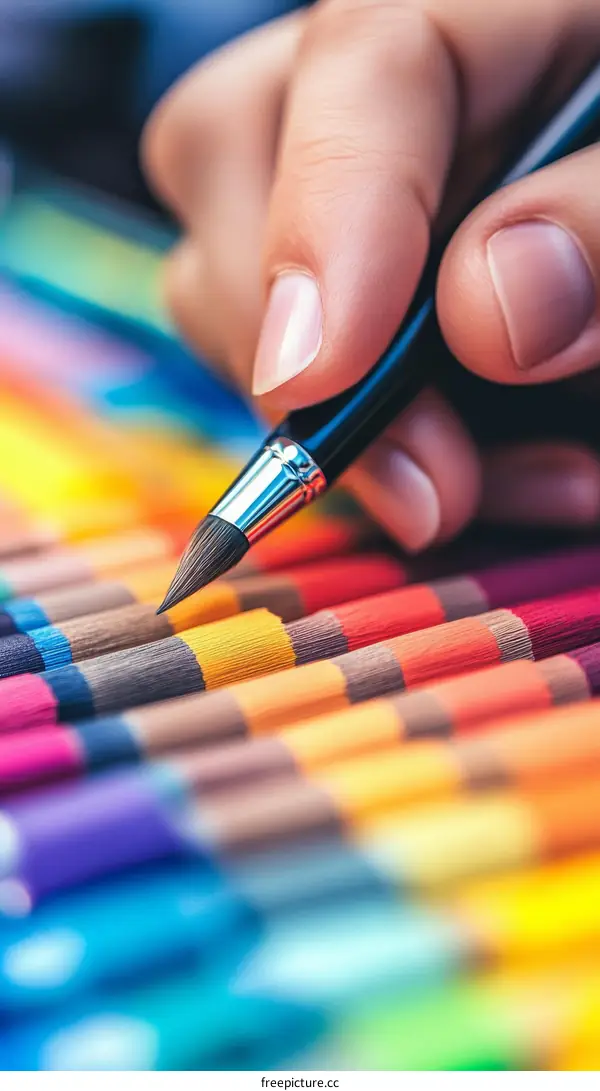 Creative Artist Using Colourful Pencils