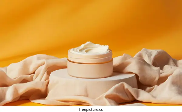 Cream Jar on a Display Stand against a Solid Background