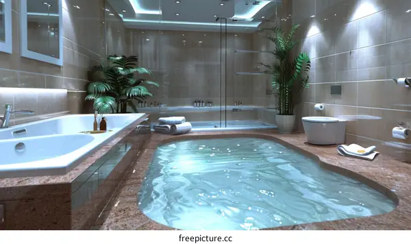 Luxury Spa Bathroom Design with Jacuzzi