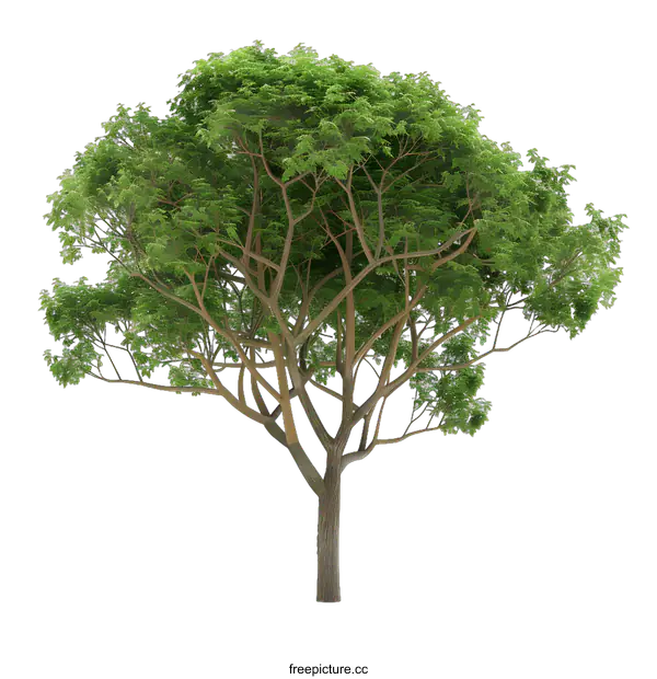 [Transparent Background PNG]Isolated 3D Render of a Tree with Green Leaves