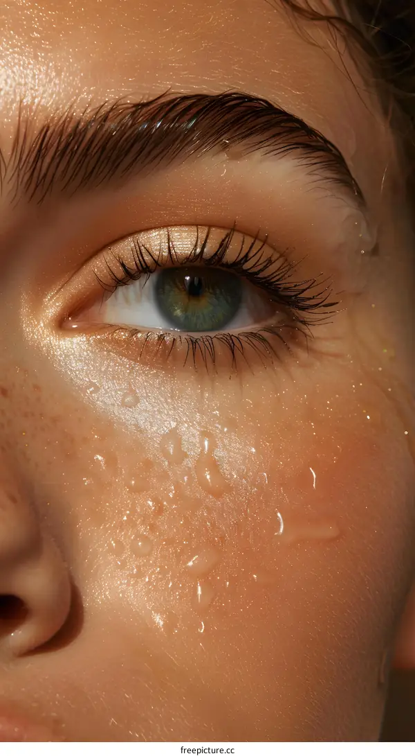 Close Up of a Womans Dewy Glowing Skin