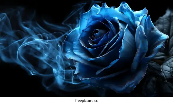 Stunning Blue Rose in Smoky Dark Background