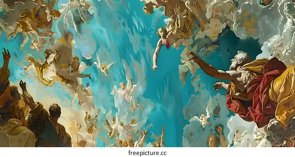 The Ascension of Christ with Angels and Holy Figures