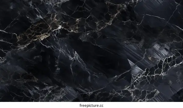 Black marble texture with golden veins