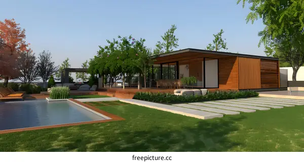 Modern Minimalist House with Swimming Pool and Deck Design