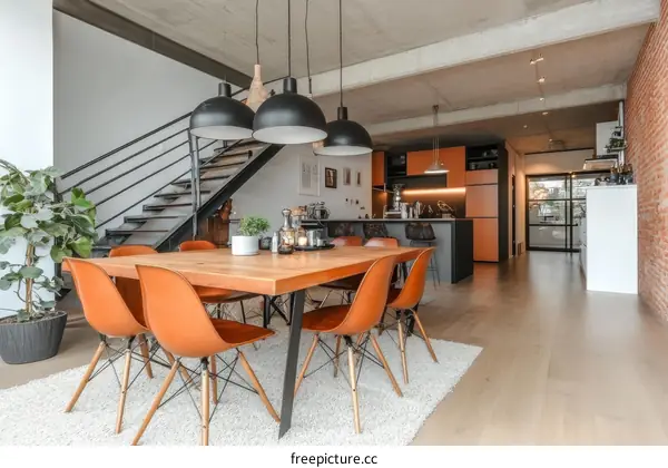 Modern Open-Plan Kitchen and Dining Area