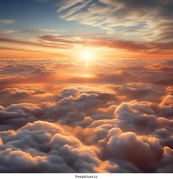 above the cloudscape during sunset