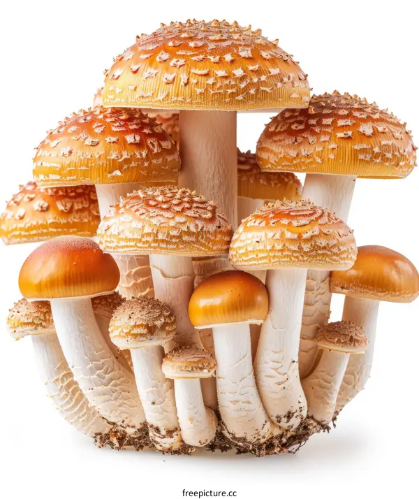 cluster of orange amanita mushrooms