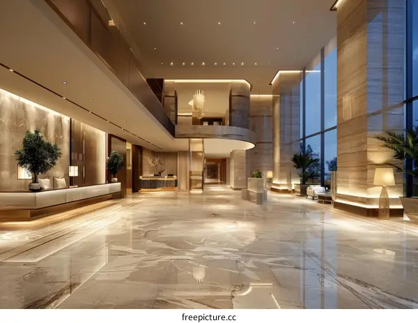 Modern Hotel Lobby Interior Design with Luxurious Aesthetics