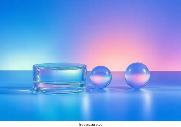 Abstract Glass Objects on a Neon Background