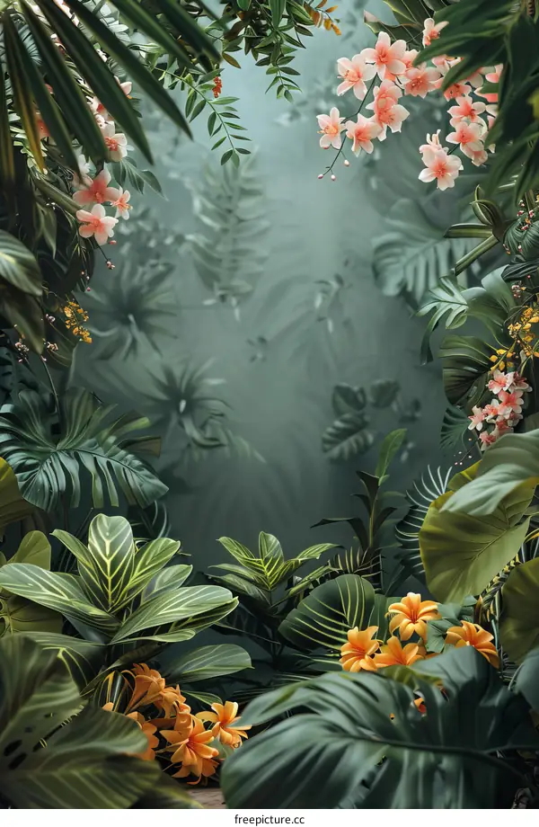 Tropical Rainforest Floral Backdrop