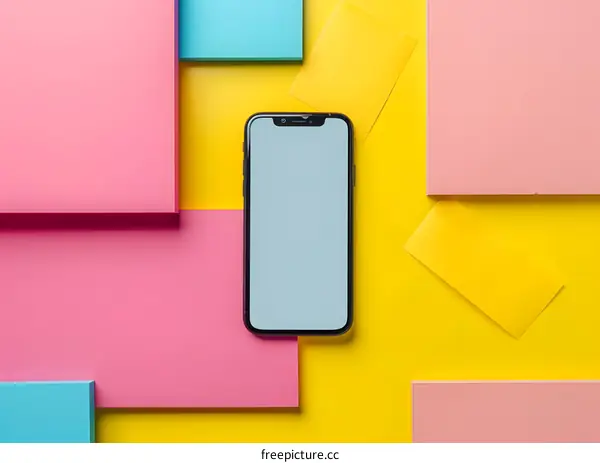 Modern Flat Lay Phone Mockup With Colored Backgrounds