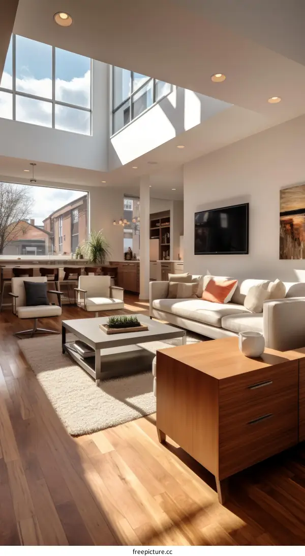 Bright and Airy Living Room With High Ceilings