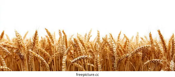 Golden Wheat Field Against White Background