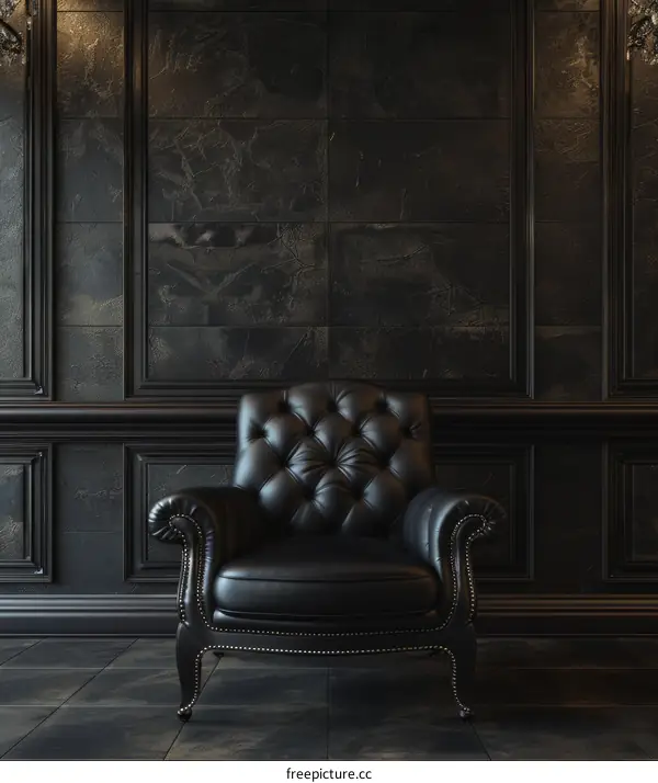 Dark Elegant Leather Armchair in a Luxurious Room