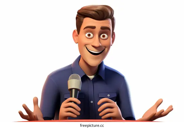 3D Male Game Character with Microphone