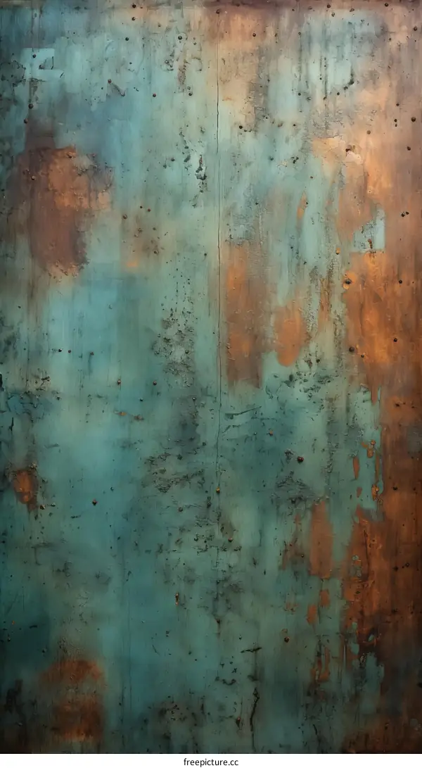 Copper and teal blue verdigris patina