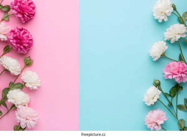 Pink and White Flowers on Pastel Background