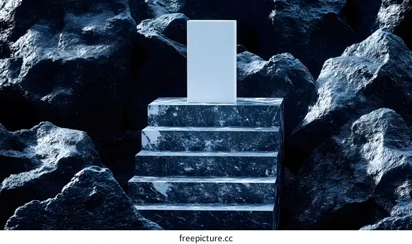 White Rectangular Block on Stone Stairs