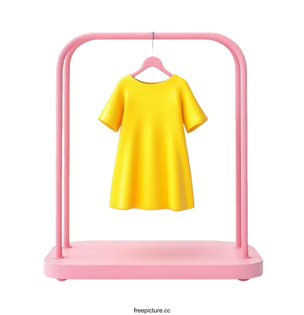 [Transparent Background PNG]Pink Display Stand with Yellow Dress