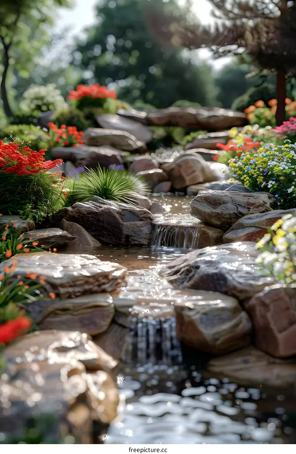 Small creek in a Japanese garden