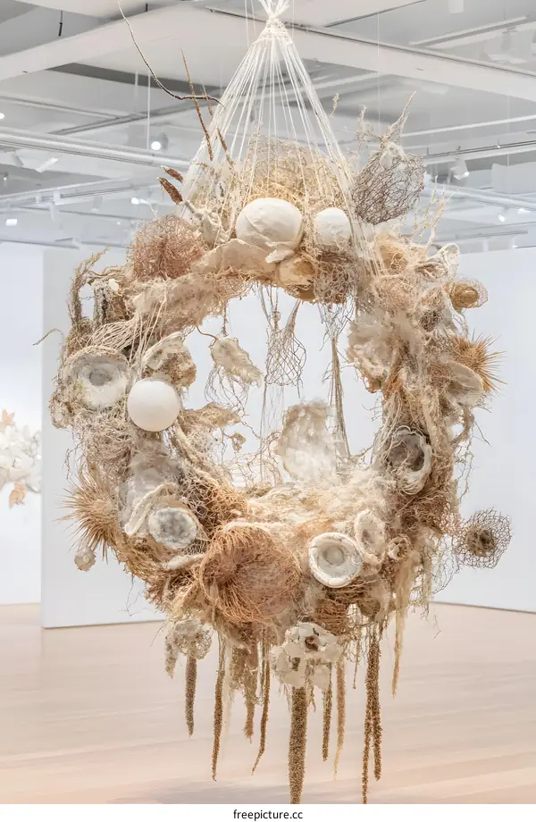 White and Brown Natural Installation Art in a Museum