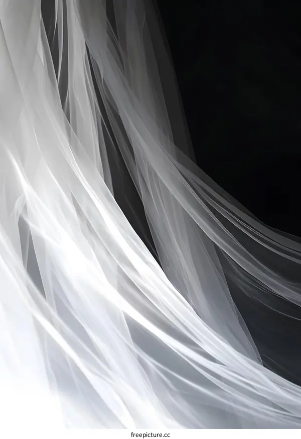 White Sheer Fabric Draped on Black Background