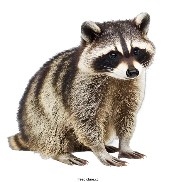 [Transparent Background PNG]Cute Raccoon Sitting on White Background