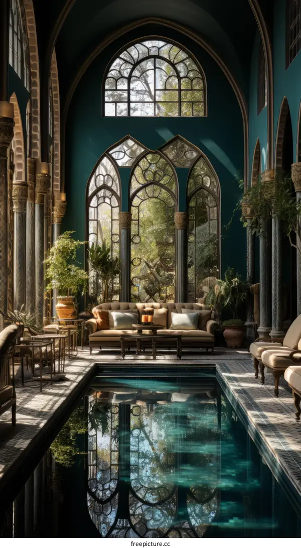 Indoor pool in a luxurious mansion