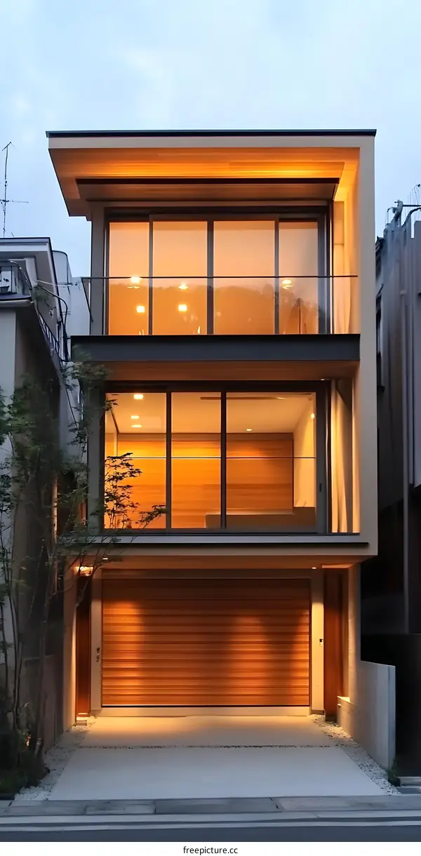 Modern Minimalist Design House with Garage Door