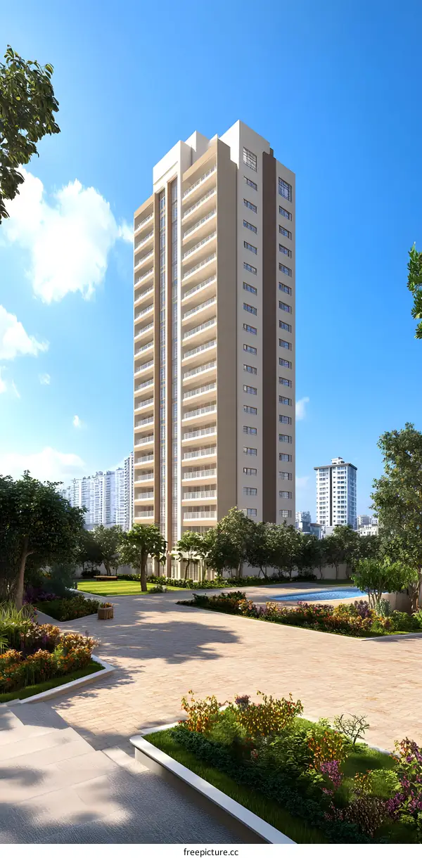 Modern Architecture Building with Green Landscaping