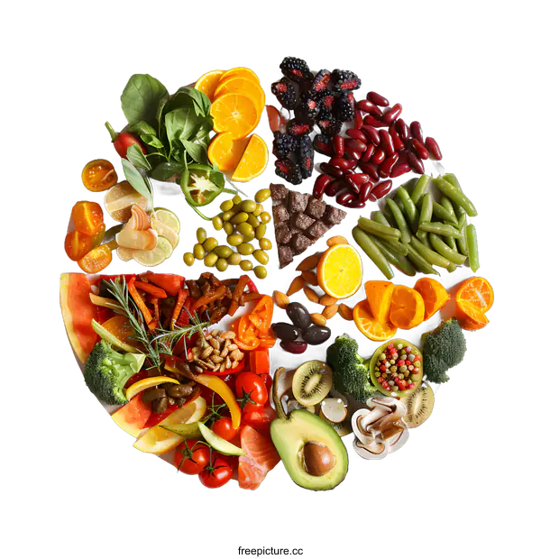 [Transparent Background PNG]Colorful Food Chart with Different Fruits and Vegetables
