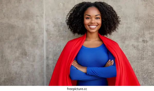 Confident Black Woman Superhero Style Portrait